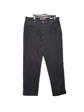 Gloria Vanderbilt 14 Amanda Black Straight-Leg Jean Stretch Denim Pants